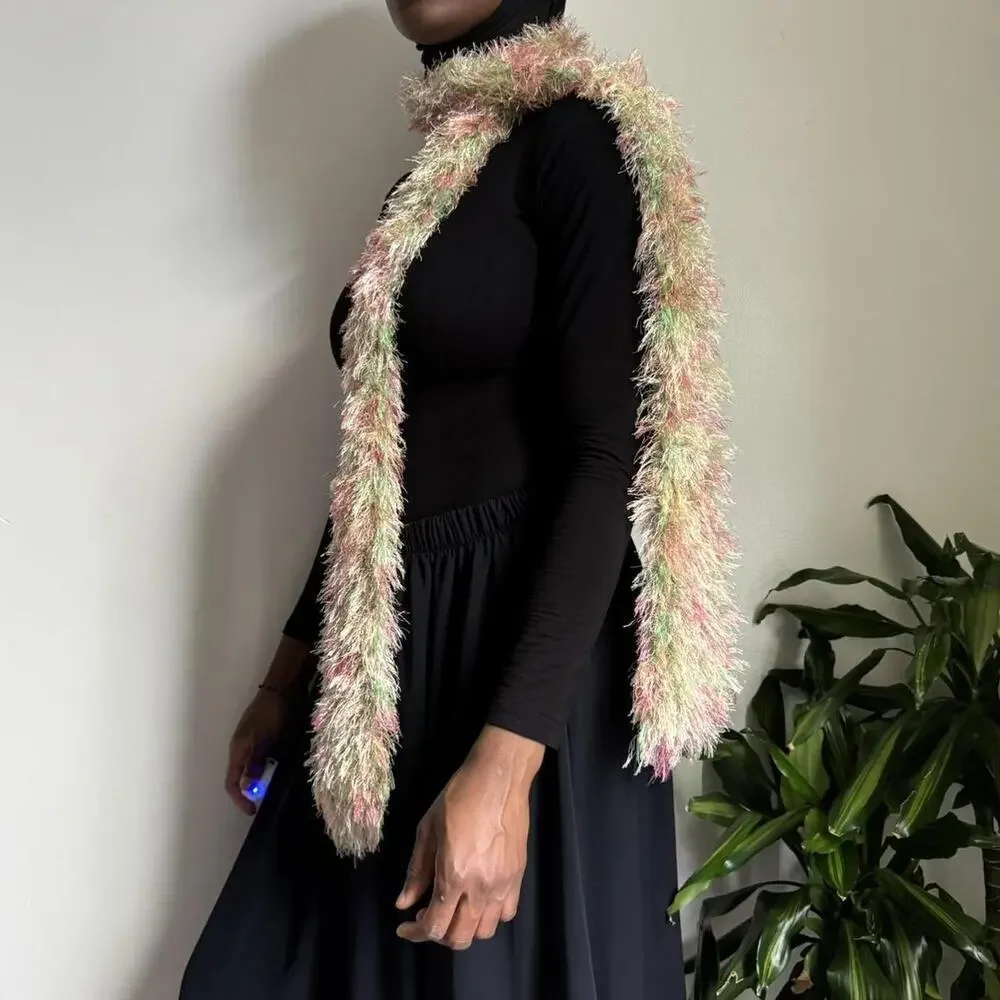 Vintage fringe fluffy multicolor‎ Scarf